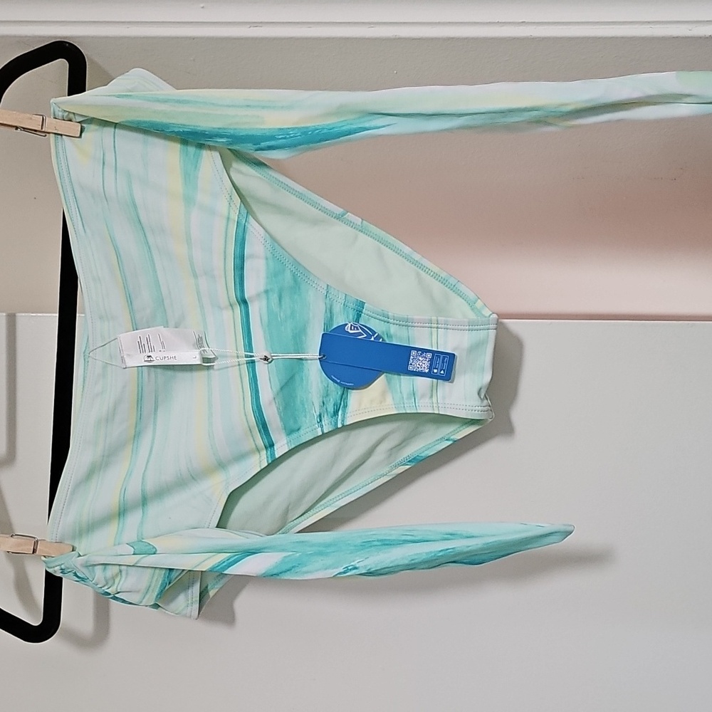 NWT Cupshe Marbled Tie Detail Waist Swimsuit Bikini Bottom Mint Green Large - Picture 4 of 7